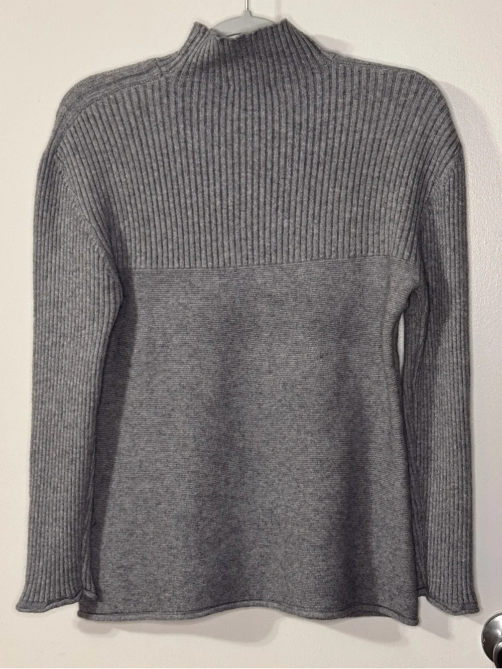 CHARLIE B Gray Ribbed Turtleneck Sweater